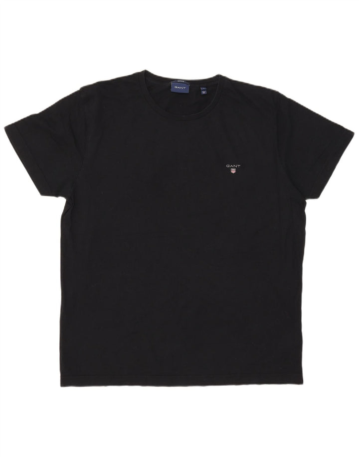 Gant Herren Regular T-Shirt Top XL Schwarz Baumwolle