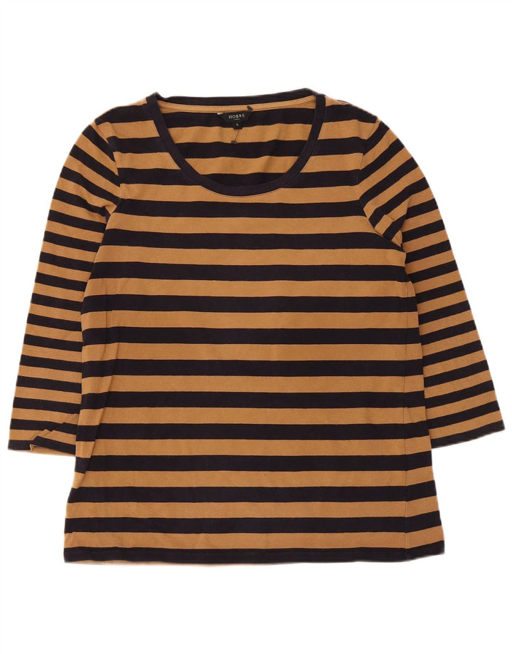 Hobbs Damen-Top, 3/4-Ärmel, UK-Größe 44, Größe L, braun gestreift