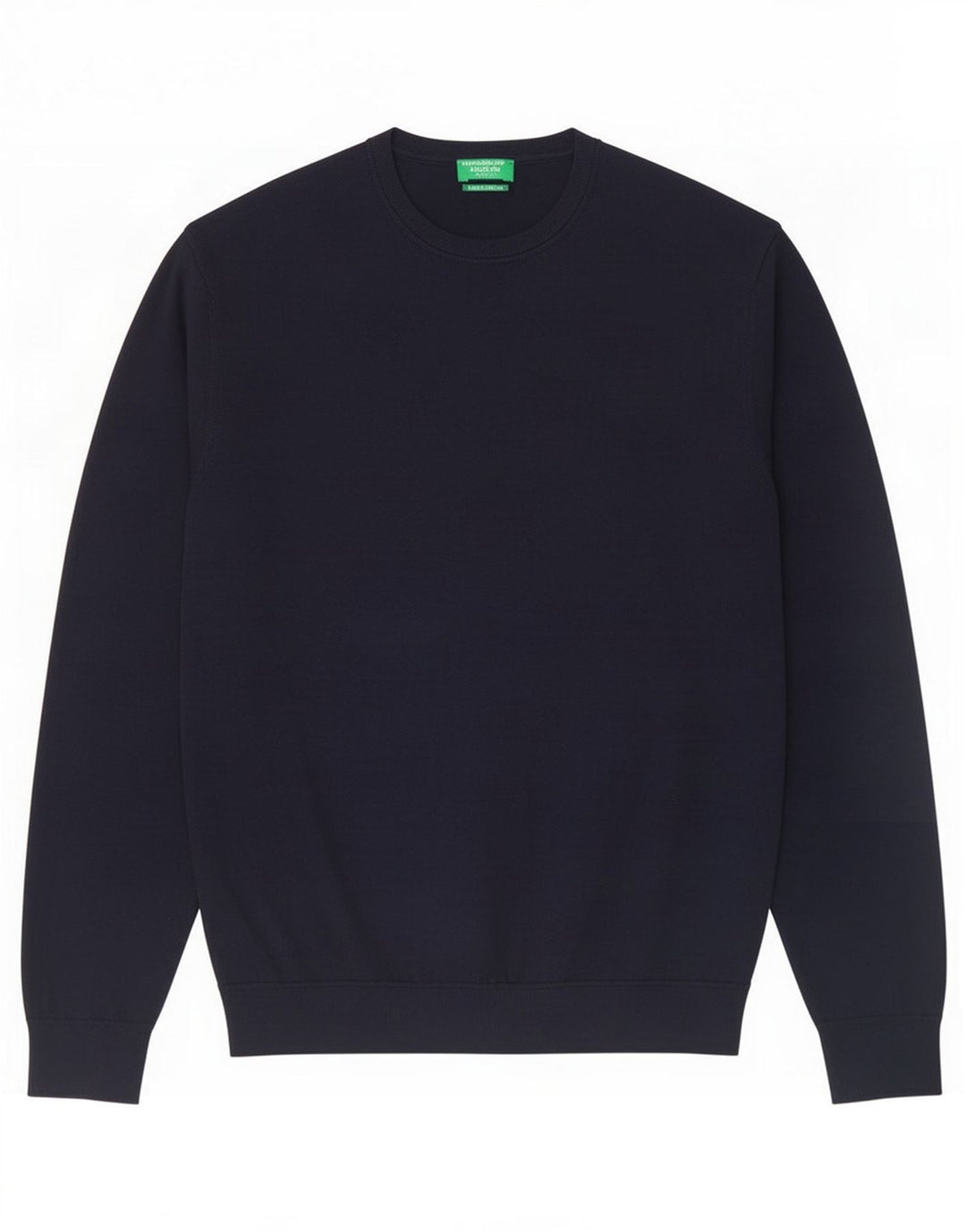 Benetton Herren-Pullover mit Rundhalsausschnitt, mittelgroße marineblaue Schurwolle
