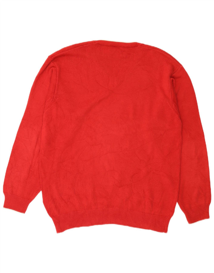 Fred Perry Herren-Pullover mit V-Ausschnitt aus mittelroter Baumwolle