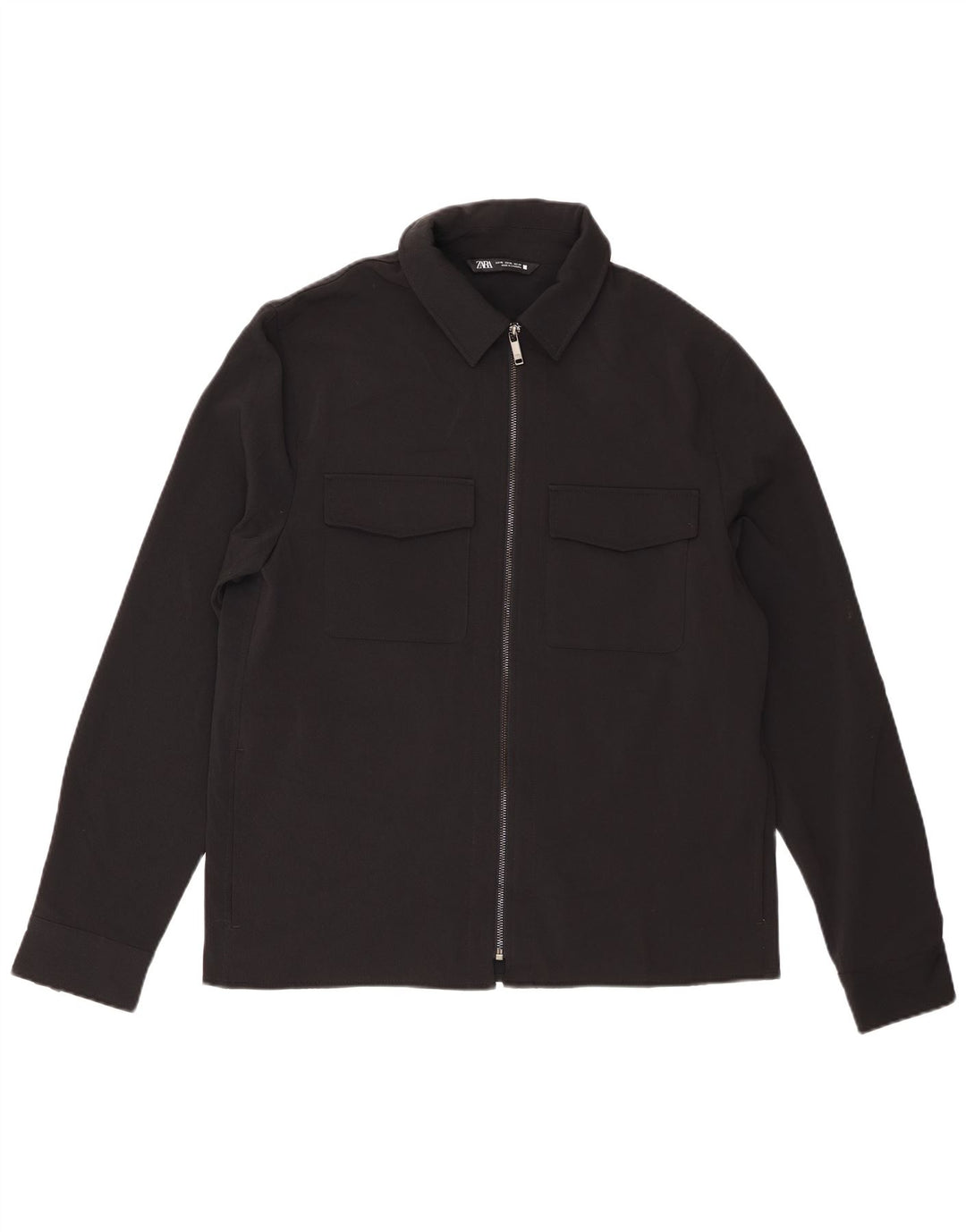 Zara Herren Overshirt Shirt XL Schwarz Polyester