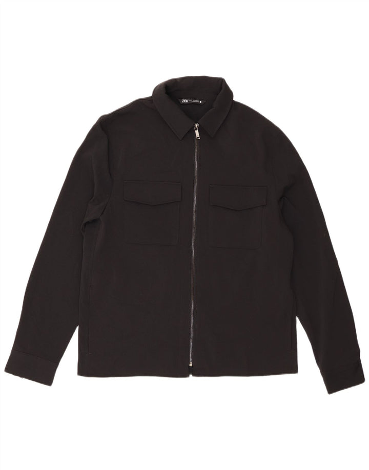 Zara Herren Overshirt Shirt XL Schwarz Polyester