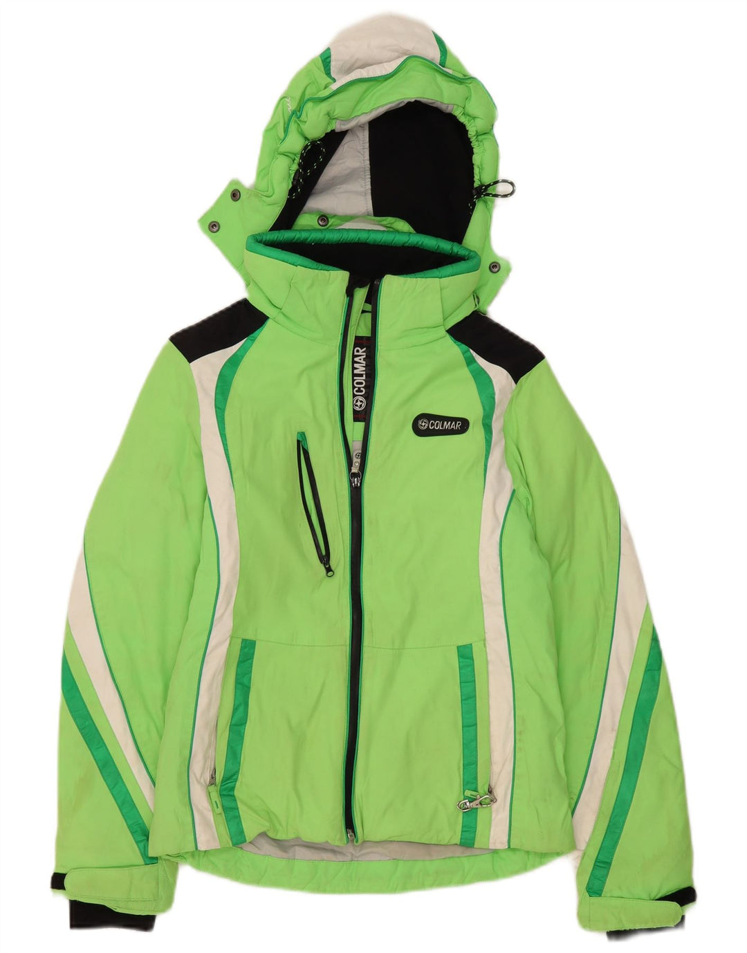 Colmar Damen-Skijacke mit Kapuze, übergroß, Größe 40, XS, Grün, Farbblock