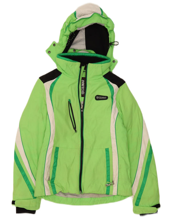 Colmar Damen-Skijacke mit Kapuze, übergroß, Größe 40, XS, Grün, Farbblock