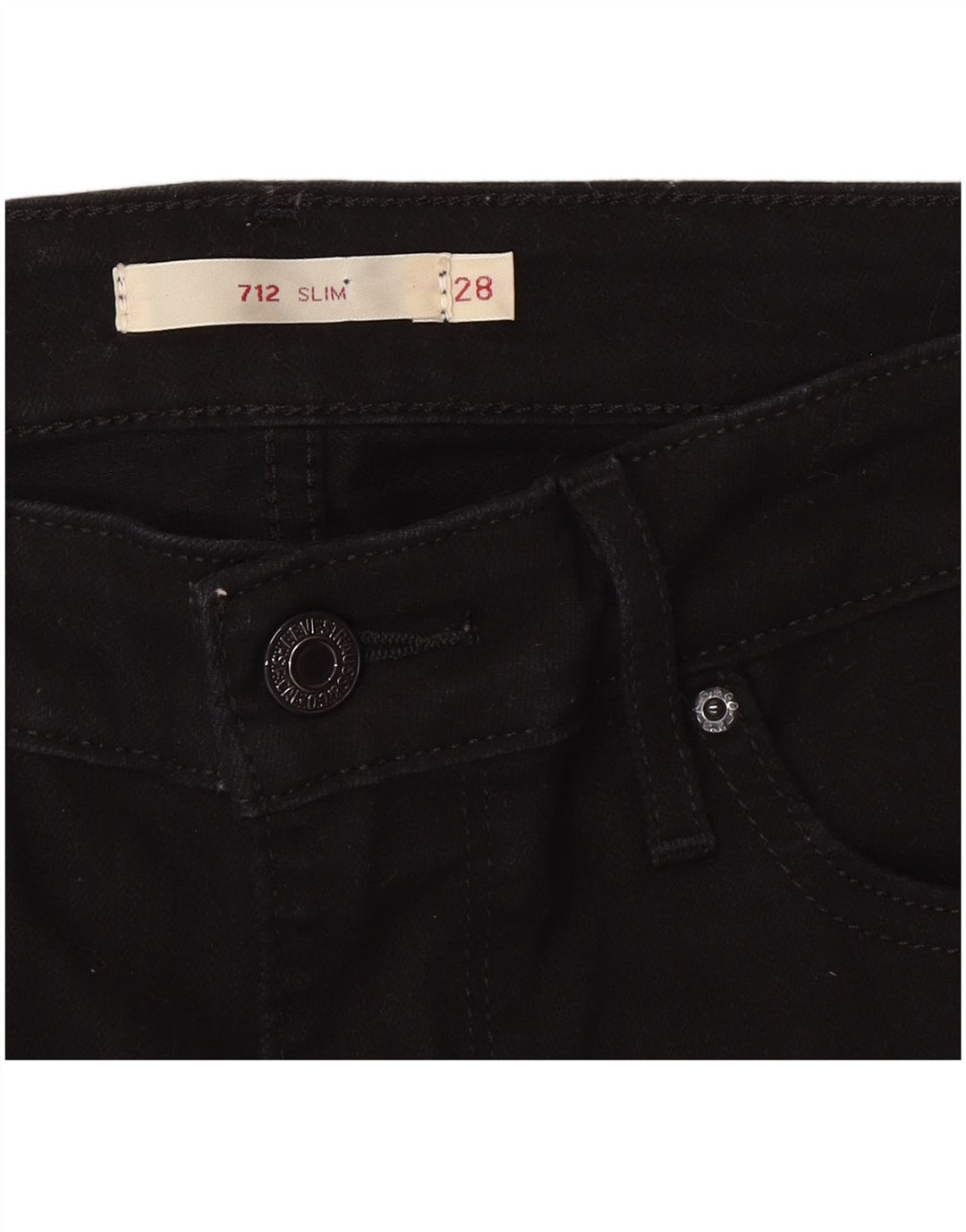 Levi's Damen 712 Slim Jeans W28 L30 Schwarze Baumwolle
