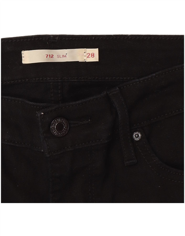 Levi's Damen 712 Slim Jeans W28 L30 Schwarze Baumwolle