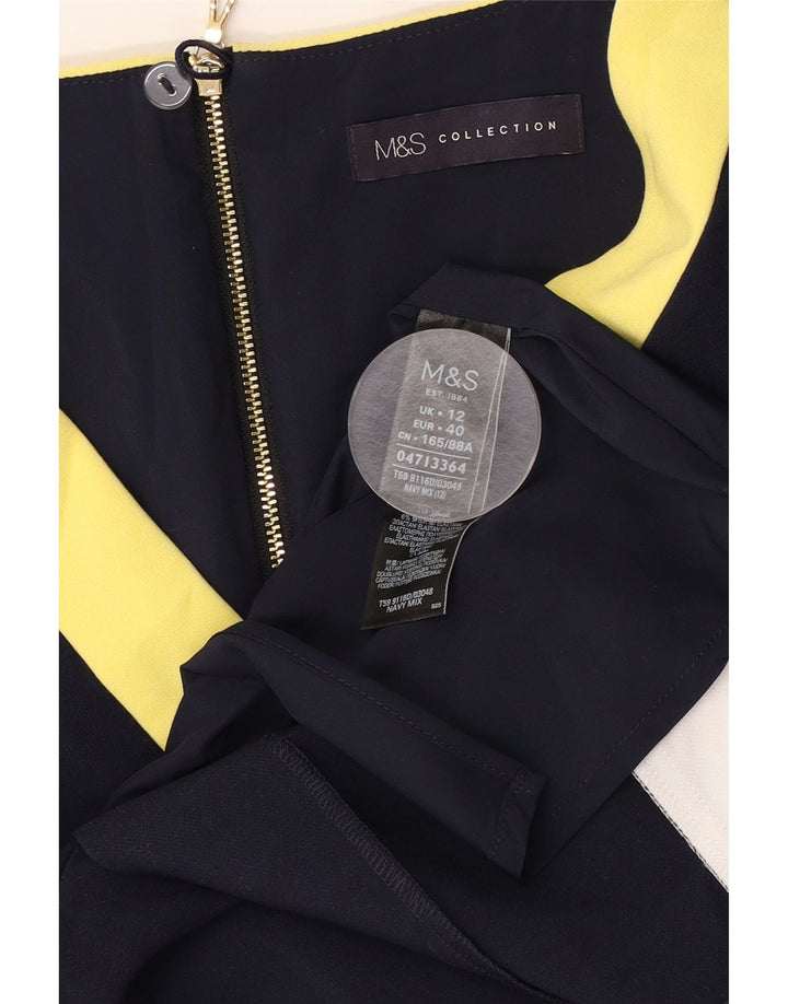 Marks & Spencer Damen Figurbetontes Kleid UK 12 Medium Marineblau Farbblock