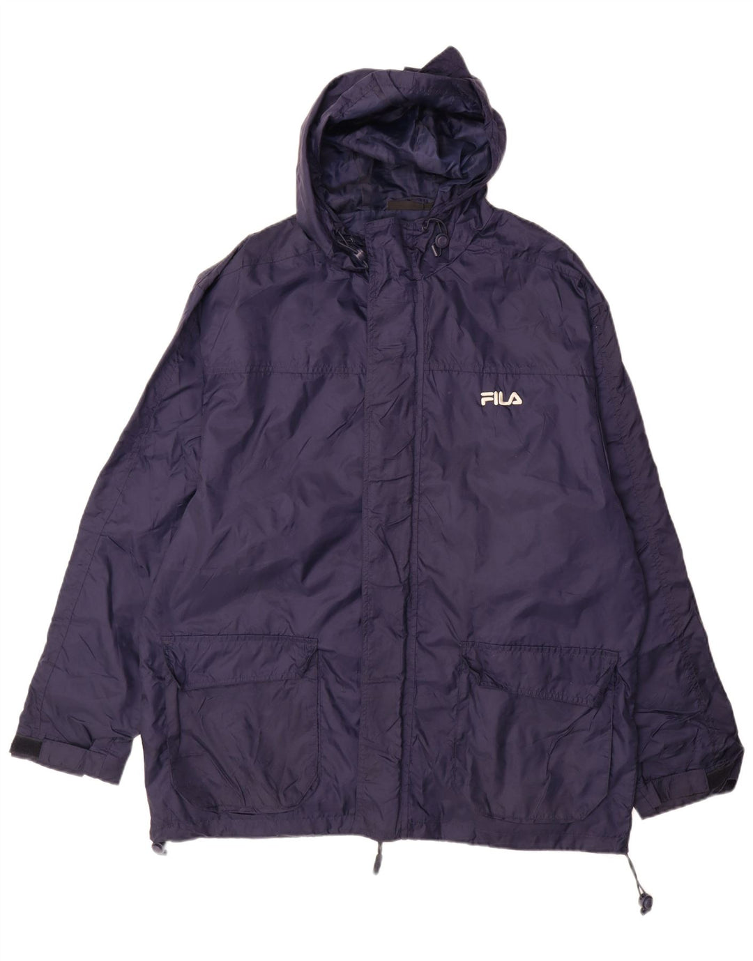 Fila Herren-Windbreaker-Mantel mit Kapuze, groß, marineblaues Colourblock-Nylon