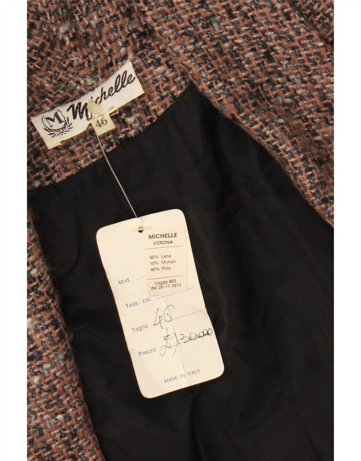 Offene Blazerjacke für Damen von Michelle, IT 46, große braun gesprenkelte Wolle