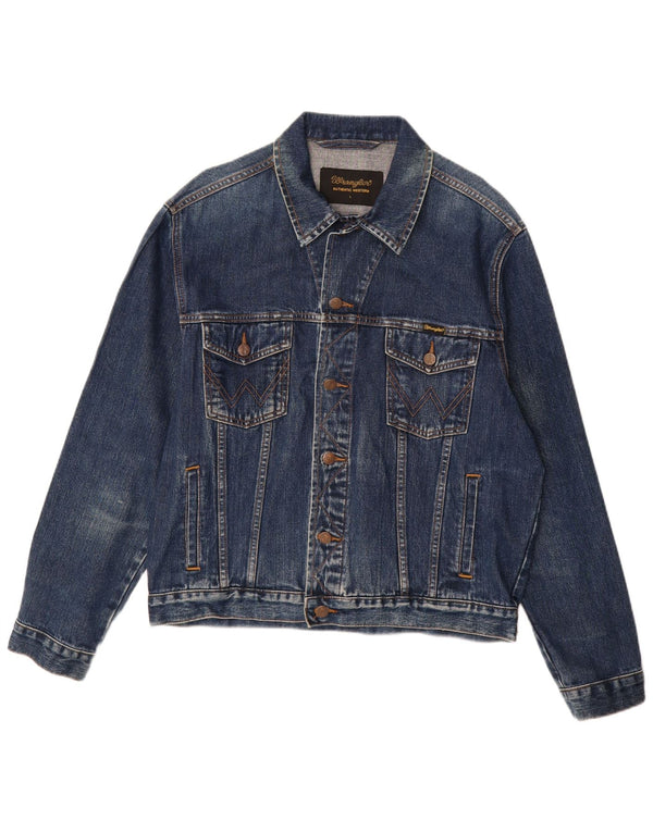 Wrangler Herren Jeansjacke UK 40 Große marineblaue Baumwolle