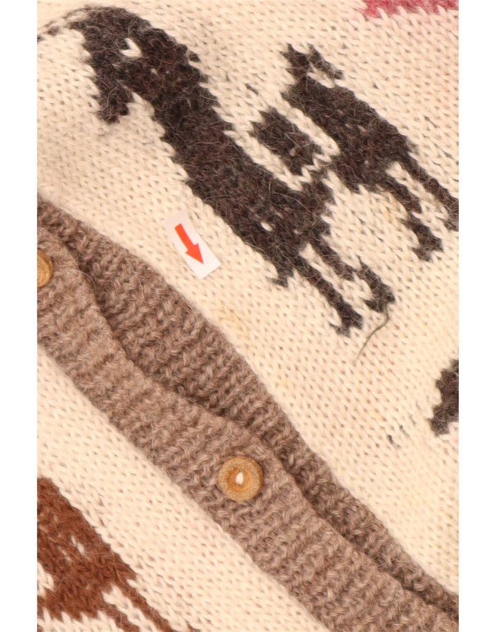 Vintage Damen Grafischer Cardigan Pullover UK 16 Groß Mehrfarbig Geometrisch