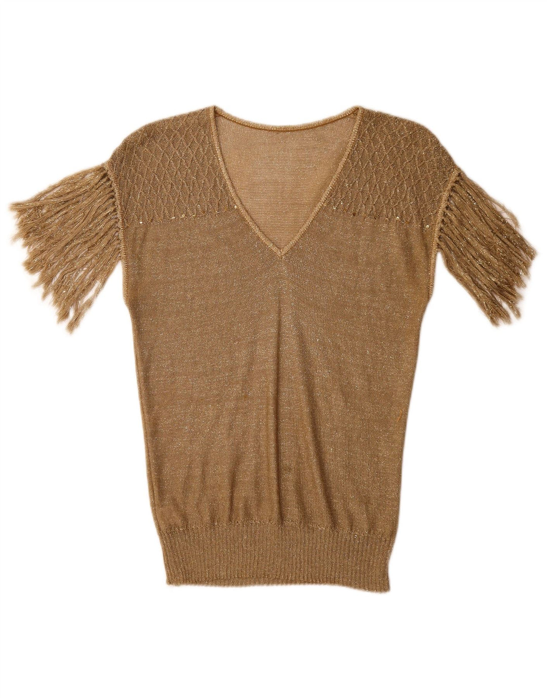 Vintage Damen Bluse Top UK 10 Small Gold