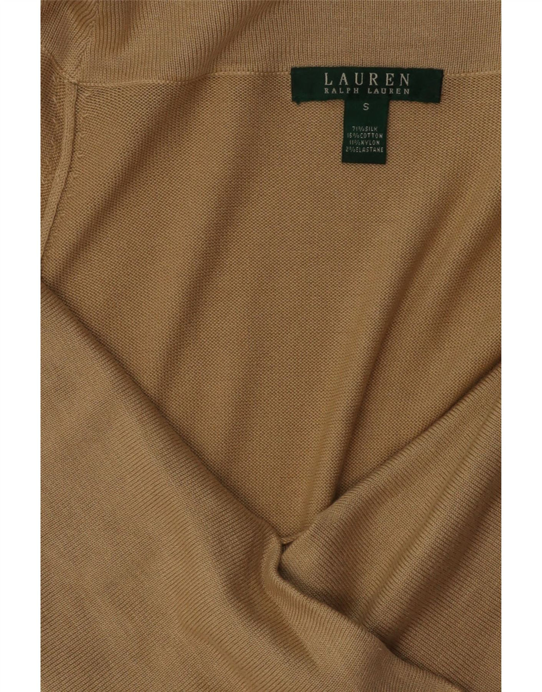 RALPH LAUREN Damen-Pulloverkleid mit 1/2-Ärmeln, Gr. 10, Größe S, Beige, Seide