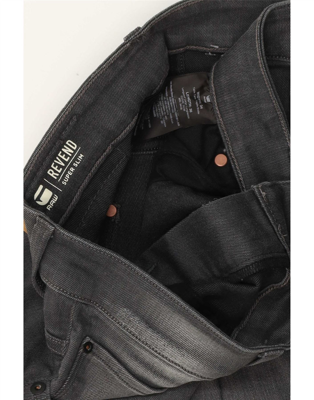 G-Star Herren Revend Distressed Super Slim Jeans W34 L36 Graue Baumwolle