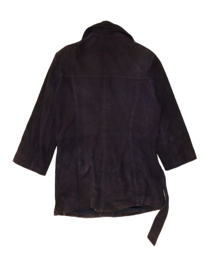 ARIANNA Womens Suede Overcoat IT 42 Medium Navy Blue Vintage Arianna and Second-Hand Arianna from Messina Hembry 