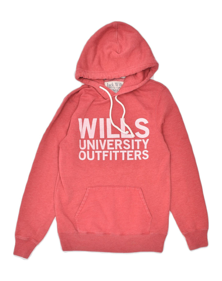 JACK WILLS Mens Graphic Hoodie Jumper XS Red Cotton | Vintage | Thrift | Second-Hand | Used Clothing | Messina Hembry 