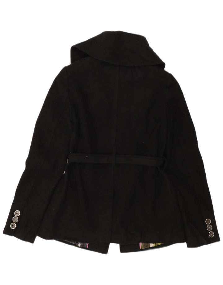 TED BAKER Damen Trenchcoat Größe 2 Kleine schwarze Wolle
