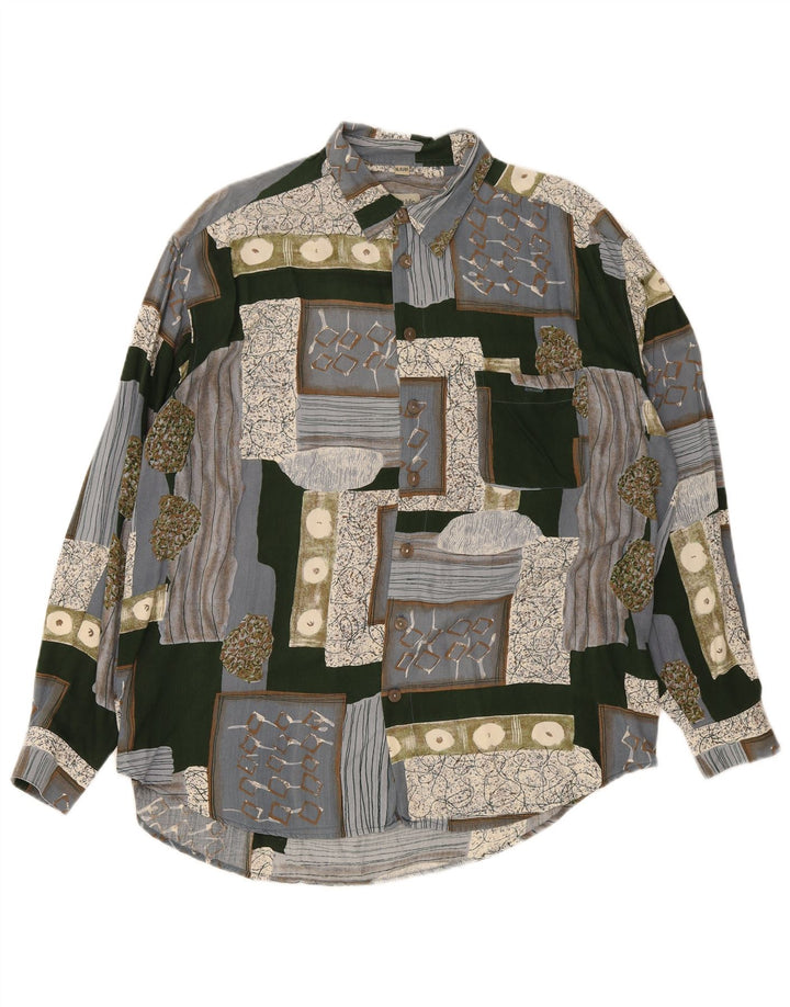 Happy Life Herrenhemd Größe 43/44 XL Grau Patchwork Viskose