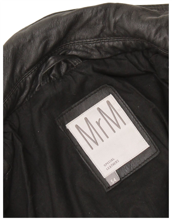 Vintage Damen Militärlederjacke IT 54 3XL Schwarzes Leder