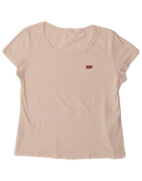 Levi's Damen T-Shirt Top UK 14 Large Weiße Baumwolle