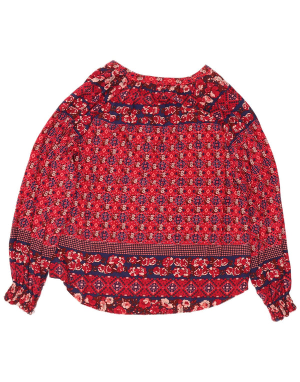 Monsoon Damen-Blusenoberteil mit langen Ärmeln, Gr. 44, Größe L, rot, geometrisch, Viskose