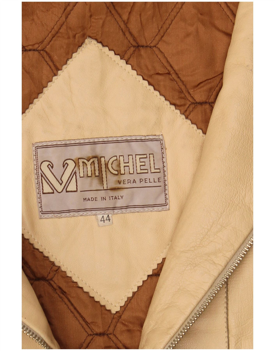 Michel Damen-Lederjacke mit Kapuze, übergroß, IT 44, mittelbeigefarbenes Leder