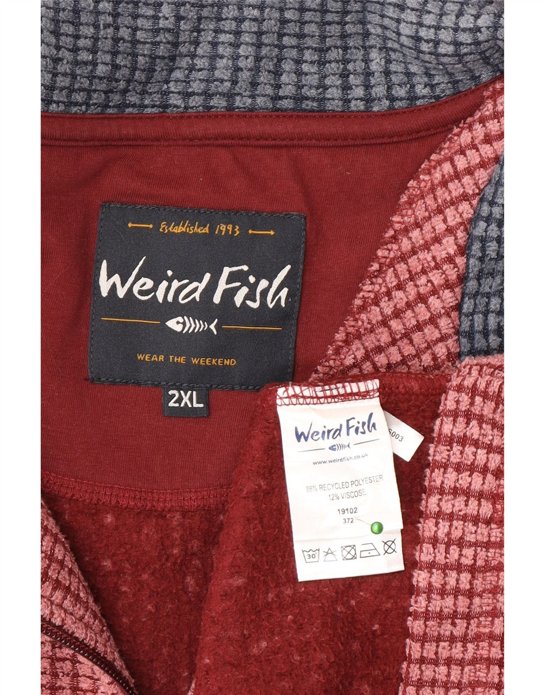 Weird Fish Herren-Fleecepullover mit Reißverschluss am Hals, 2XL, rosa, Polyester