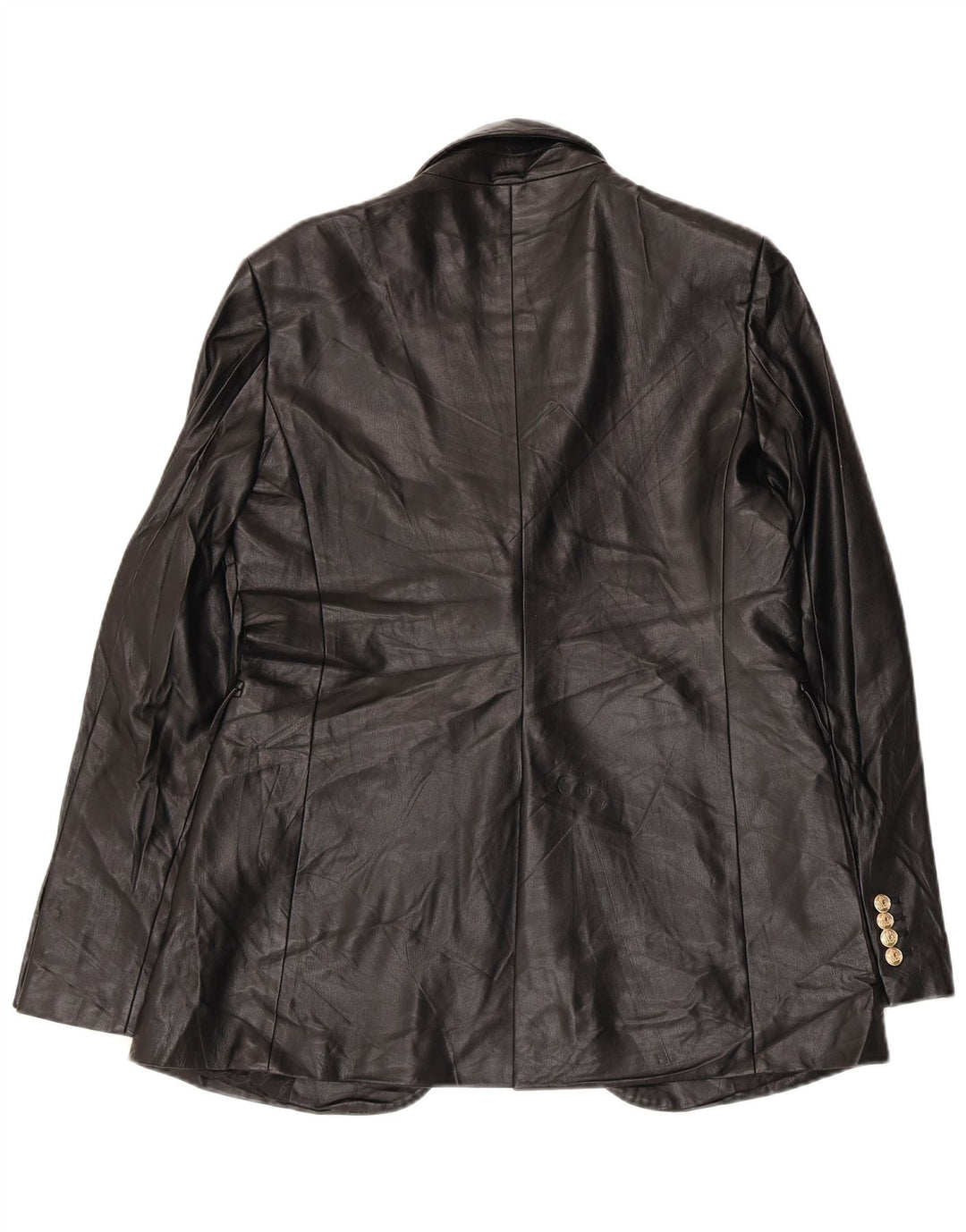 Zara Damen 1-Knopf-Blazer aus Kunstleder, Gr. 14, Mittelschwarz