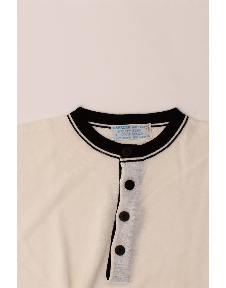 CARRERA Mens Short Sleeve Crew Neck Jumper Sweater Medium White Viscose Vintage Carrera and Second-Hand Carrera from Messina Hembry 