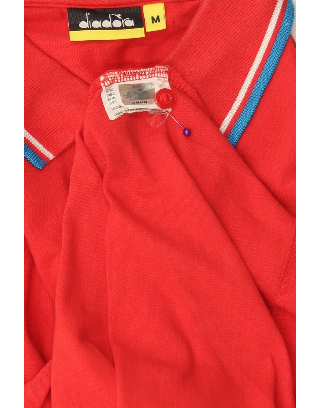 DIADORA Herren-Poloshirt aus mittelroter, gestreifter Baumwolle