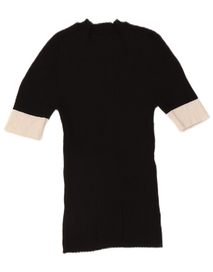 Zara Damen-Pullover mit Rundhalsausschnitt, UK 12, Mittelschwarz, Farbblock