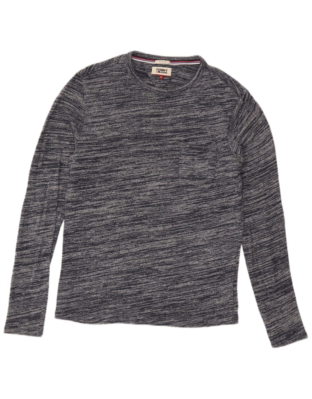 Tommy Hilfiger Herren-Pullover mit Rundhalsausschnitt, klein, marineblau, Nadelstreifen