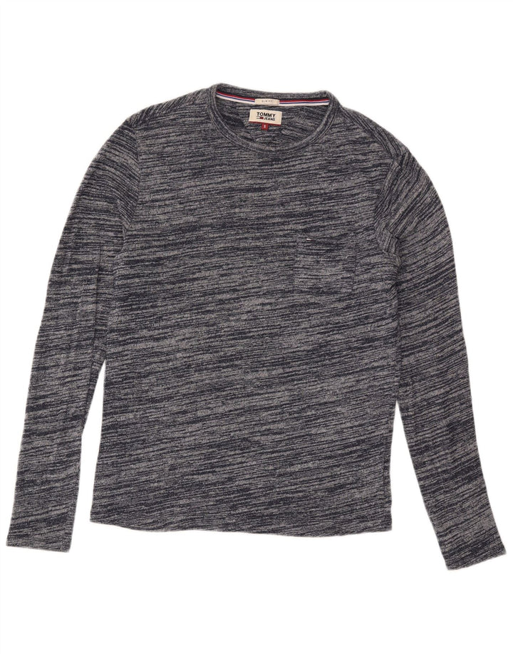 Tommy Hilfiger Herren-Pullover mit Rundhalsausschnitt, klein, marineblau, Nadelstreifen