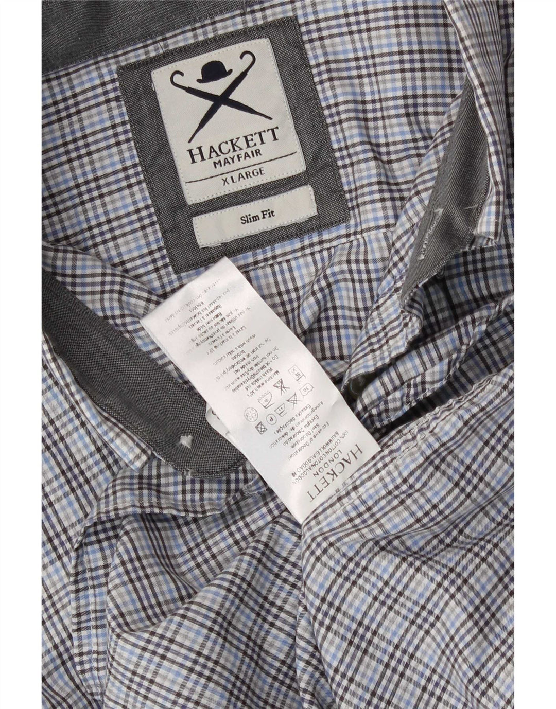 Hackett Herren Slim Fit Hemd XL grau kariert Baumwolle