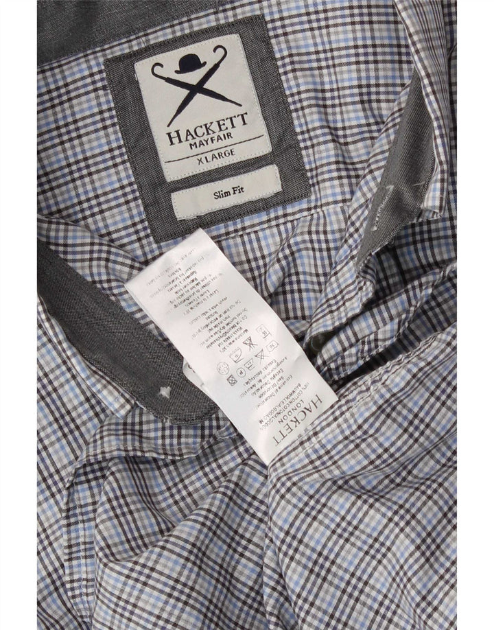 Hackett Herren Slim Fit Hemd XL grau kariert Baumwolle