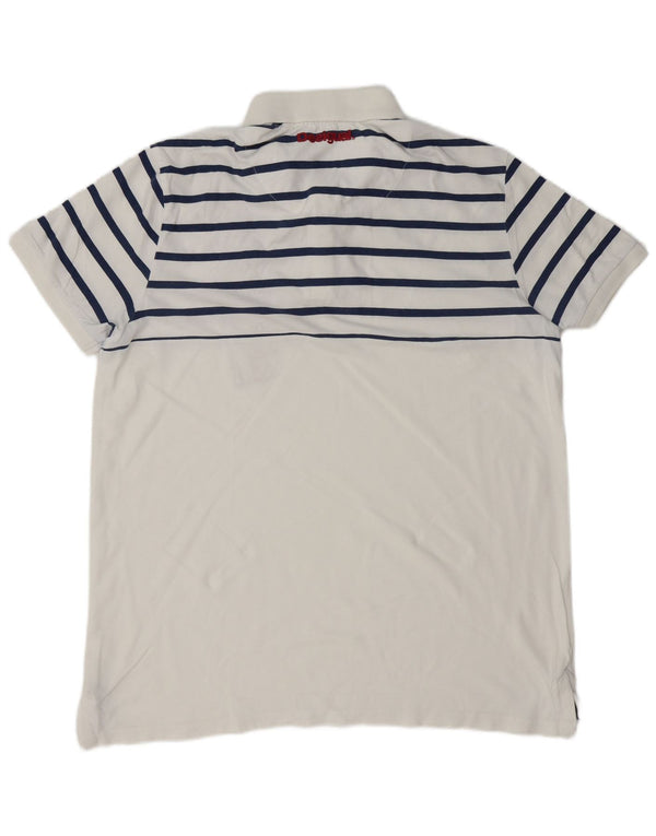 DESIGUAL Herren Grafik-Poloshirt 2XL Weiß gestreift