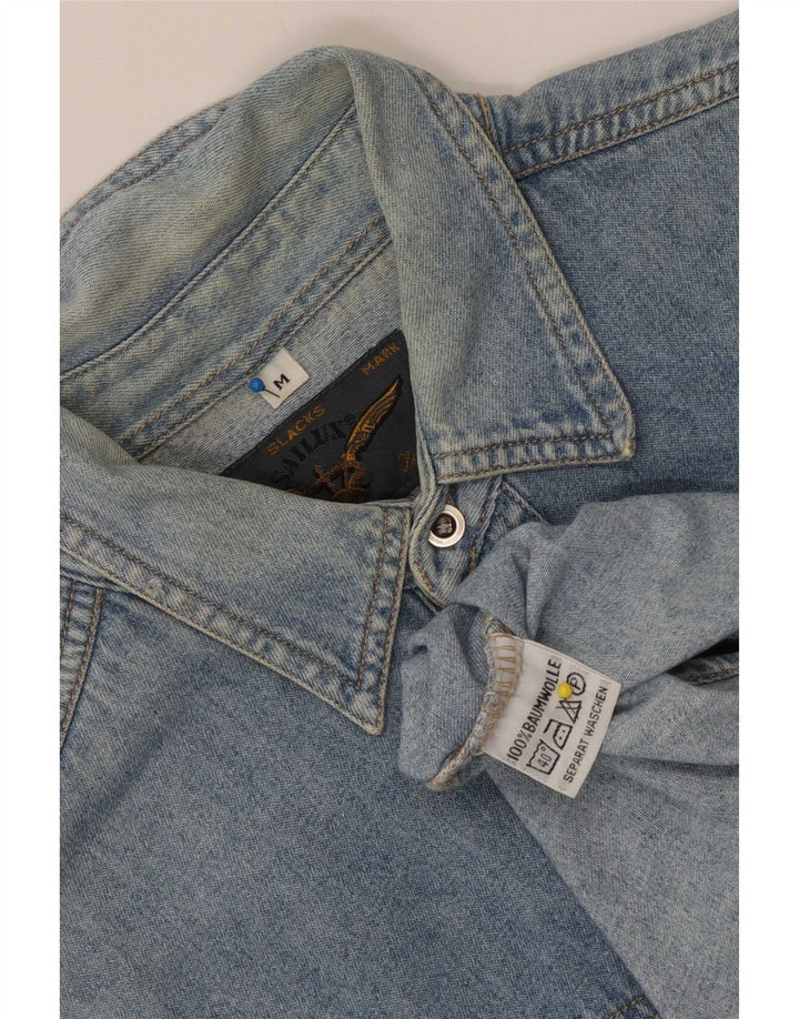 Vintage Herren Jeanshemd Mittelblaue Baumwolle