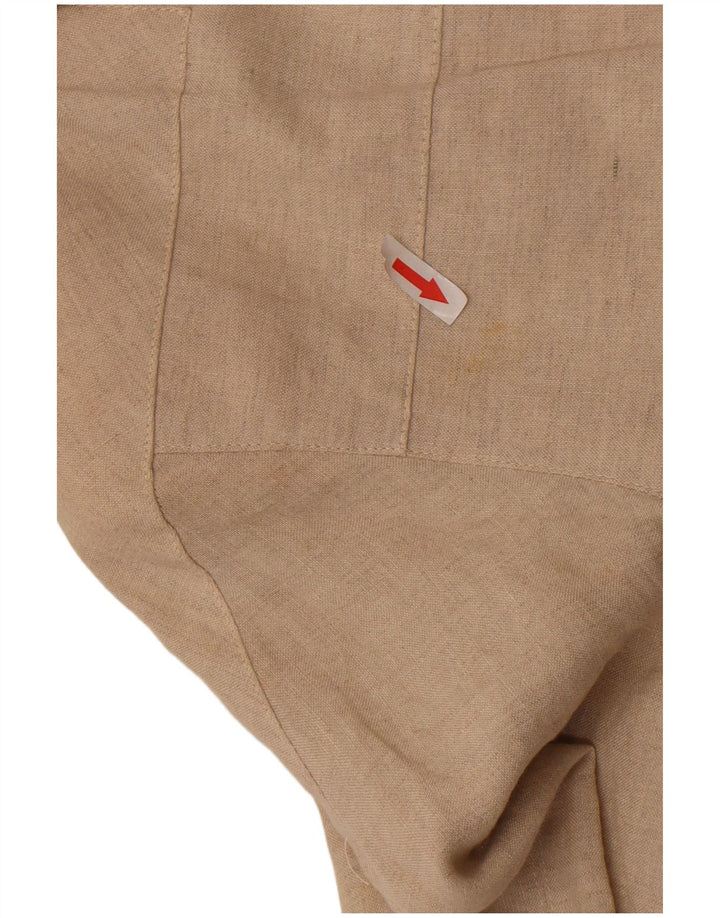 Vintage Damen Übergroße Bomberjacke IT 34 2XS Beige Leinen