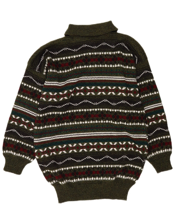 Vintage Herren Rollkragenpullover Pullover Medium Mehrfarbig Geometrisch