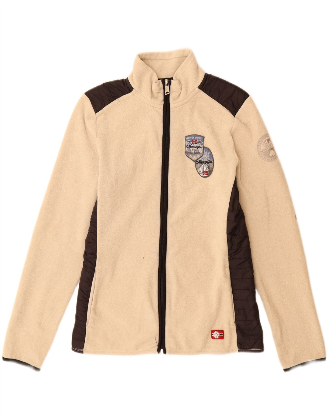 NAPAPIJRI Damen Fleecejacke UK 14 Large Beige Colourblock Polyester