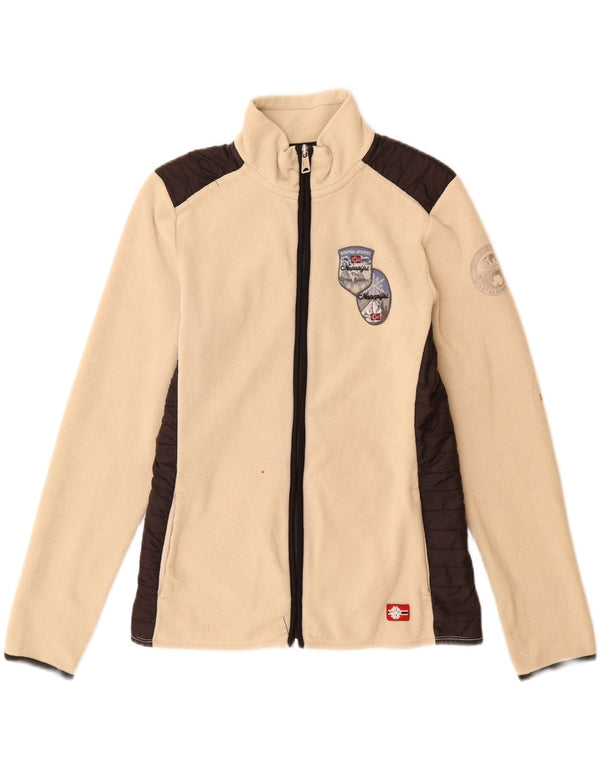 NAPAPIJRI Damen Fleecejacke UK 14 Large Beige Colourblock Polyester