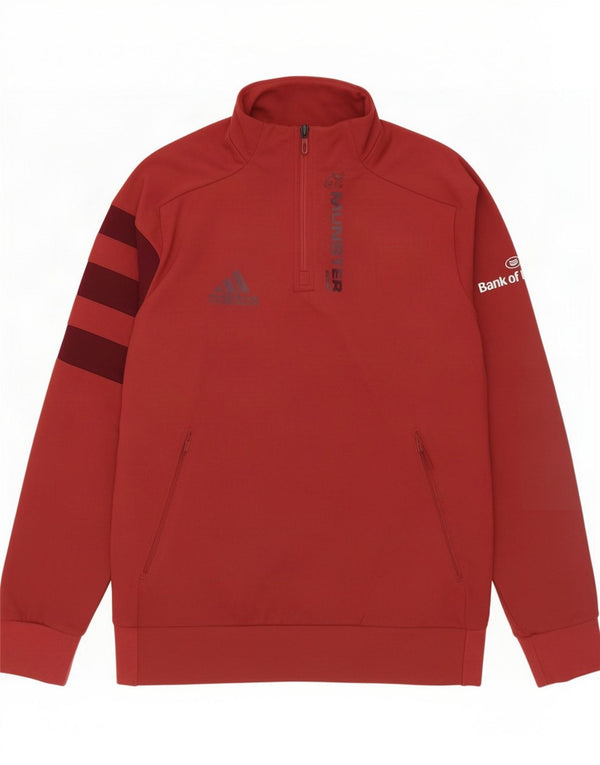 Adidas Herren Grafik-Sweatshirt mit Reißverschluss am Hals, großes rotes Polyester