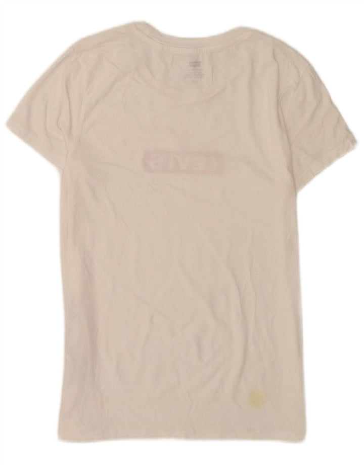 Levi's Damen-T-Shirt mit Grafik, UK 8, Größe S, weiße Baumwolle