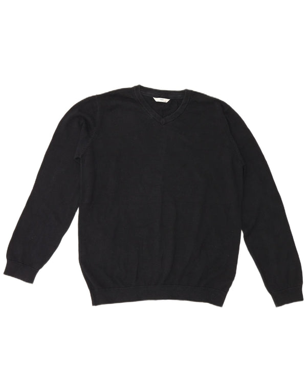 Marks & Spencer Jungen-Pullover mit V-Ausschnitt, 15–16 Jahre, schwarze Baumwolle