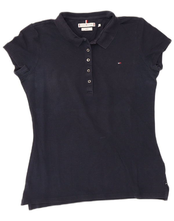 Tommy Hilfiger Damen Slim Fit Poloshirt UK 12 Medium Marineblau Baumwolle