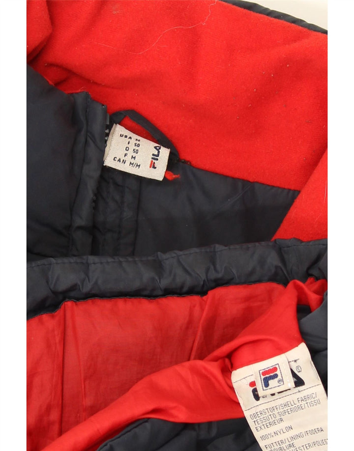 Fila Herren Grafik gepolsterte Jacke UK 38 Medium Marineblau Nylon