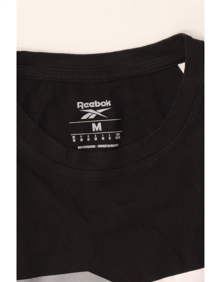 REEBOK Mens Graphic T-Shirt Top Medium Black Cotton Vintage Reebok and Second-Hand Reebok from Messina Hembry 