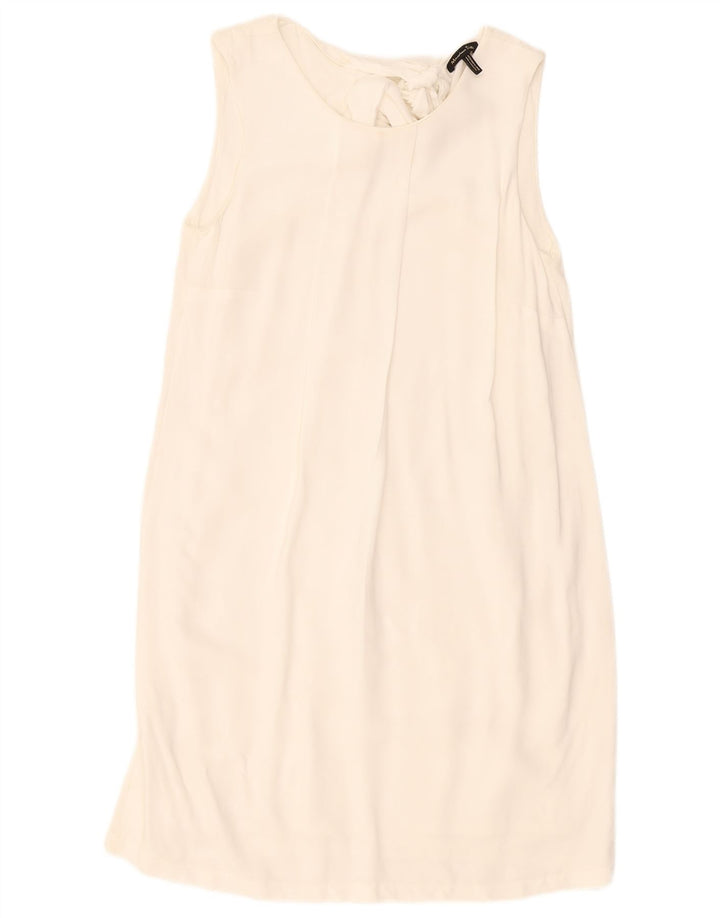 Massimo Dutti Damen ärmelloses, normales Etuikleid, Gr. 10, Größe S, Weiß
