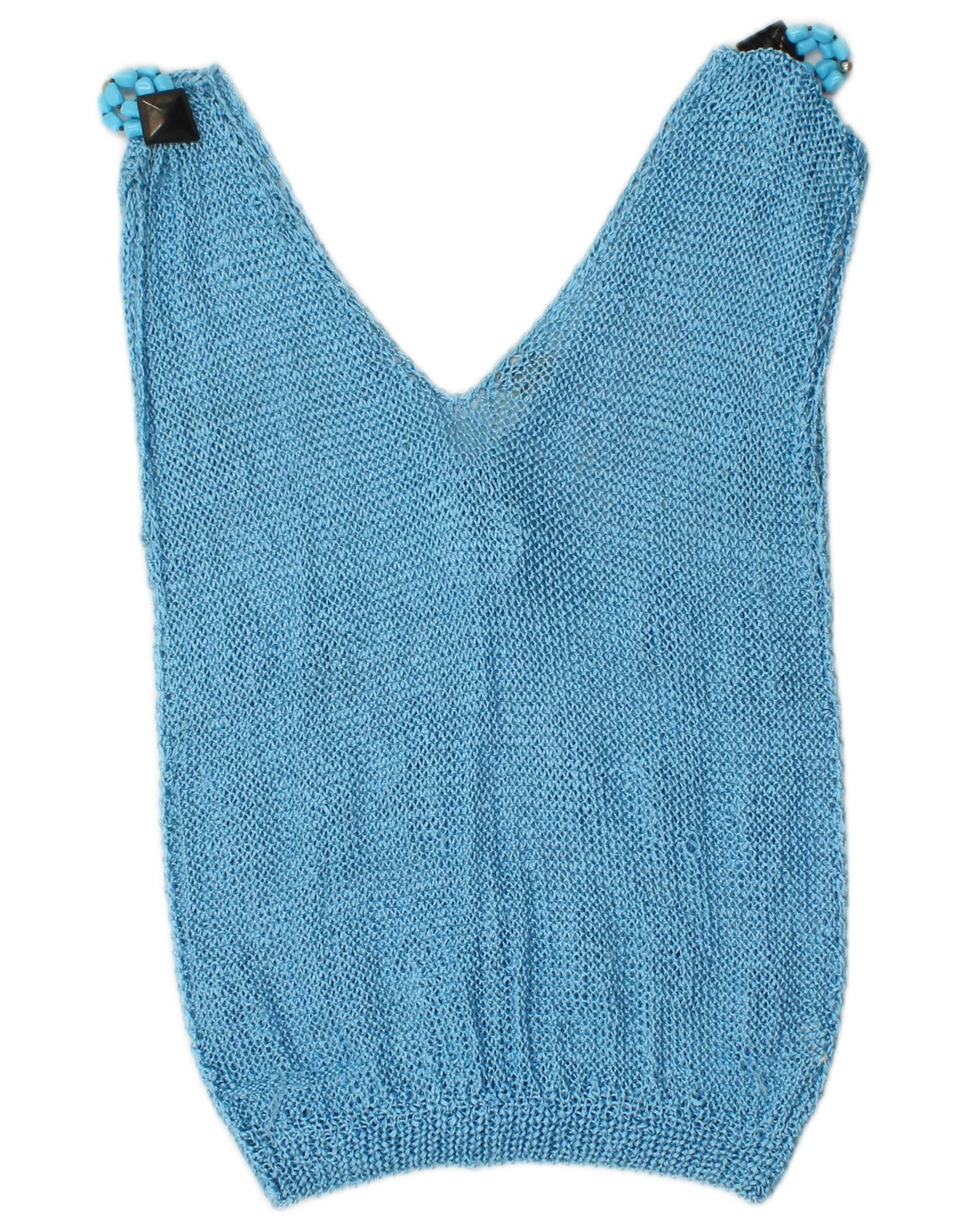 Vintage Damen Weste Tank Top UK 10 Small Blue Rayon