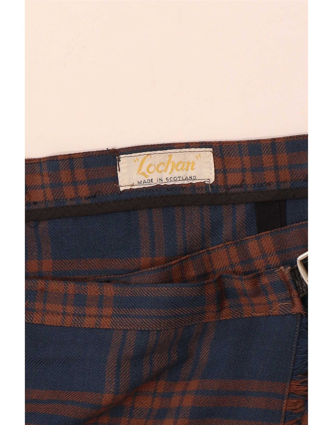 Vintage Damen Faltenwickelrock W32 Groß Marineblau Kariert